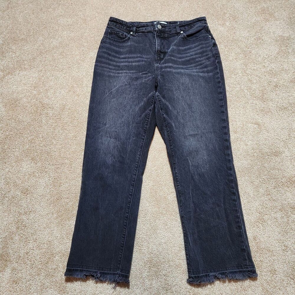 LOFT Jeans Women 8/29 Black High Rise The Curvy Straight Crop